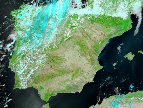 Incendios de Valencia vista satélite península